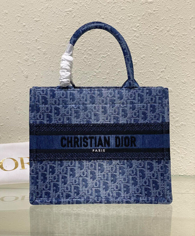 Christian Dior Small Dior Book Tote Blue